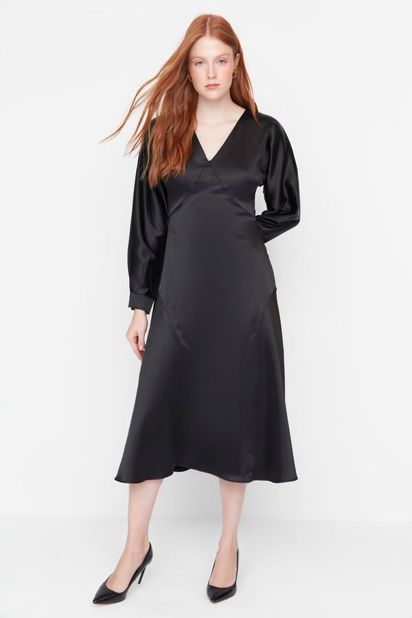 Trendyol Trendyol Black Midi Satin Woven Dress