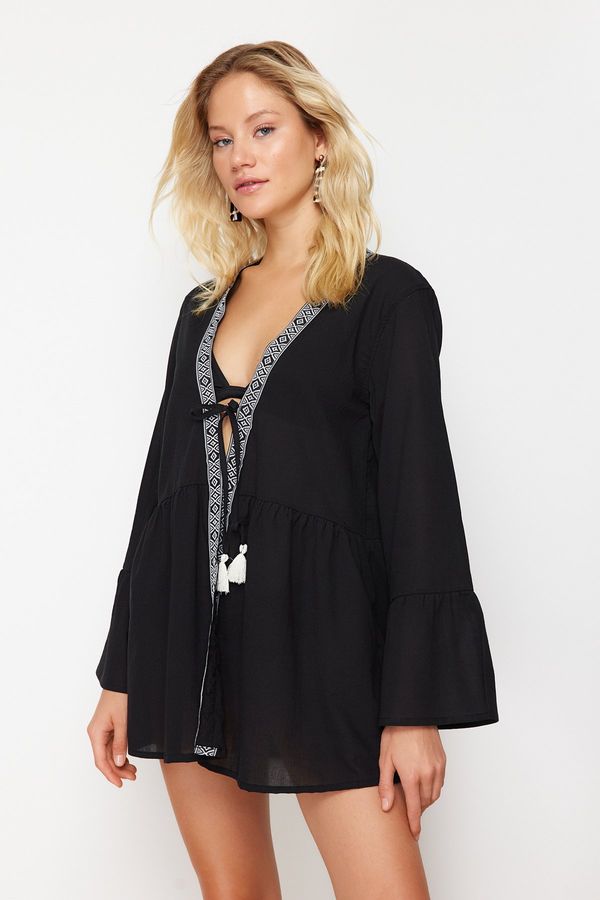 Trendyol Trendyol Black Mini Woven Stripe Accessory Kimono&Kaftan