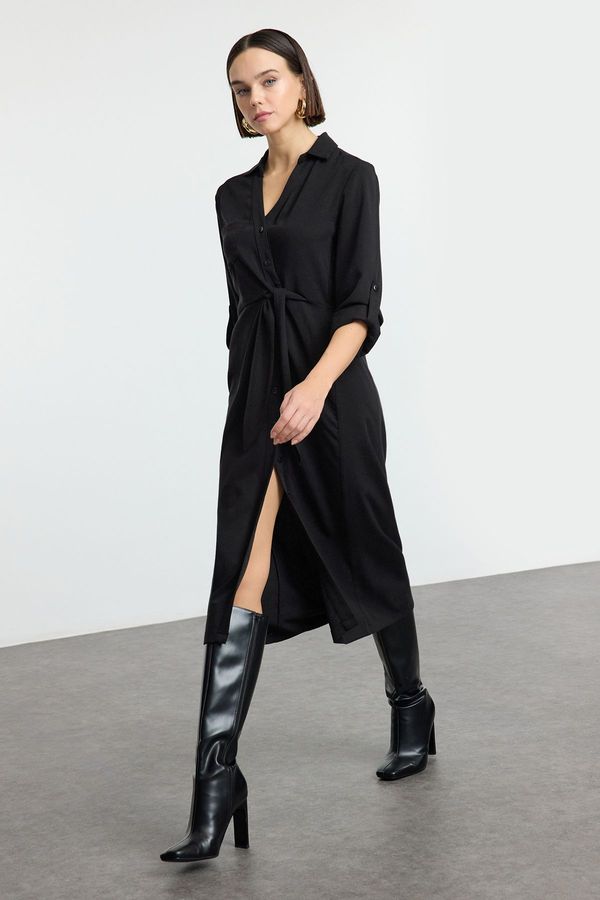 Trendyol Trendyol Black More Sustainable Midi Woven Shirt Dress