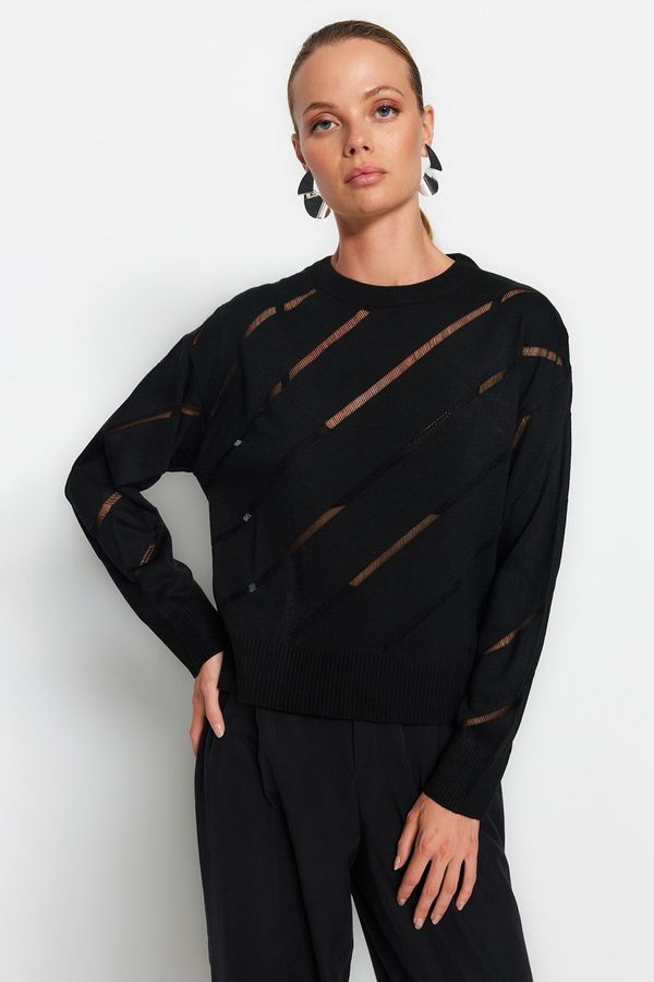 Trendyol Trendyol Black Openwork/Perforated Knitwear Sweater