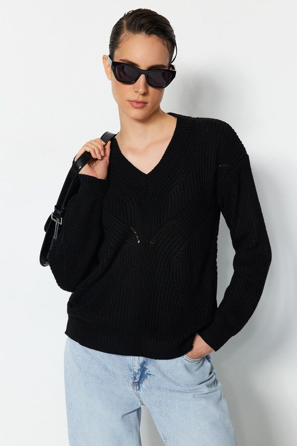 Trendyol Trendyol Black Openwork/Perforated Knitwear Sweater