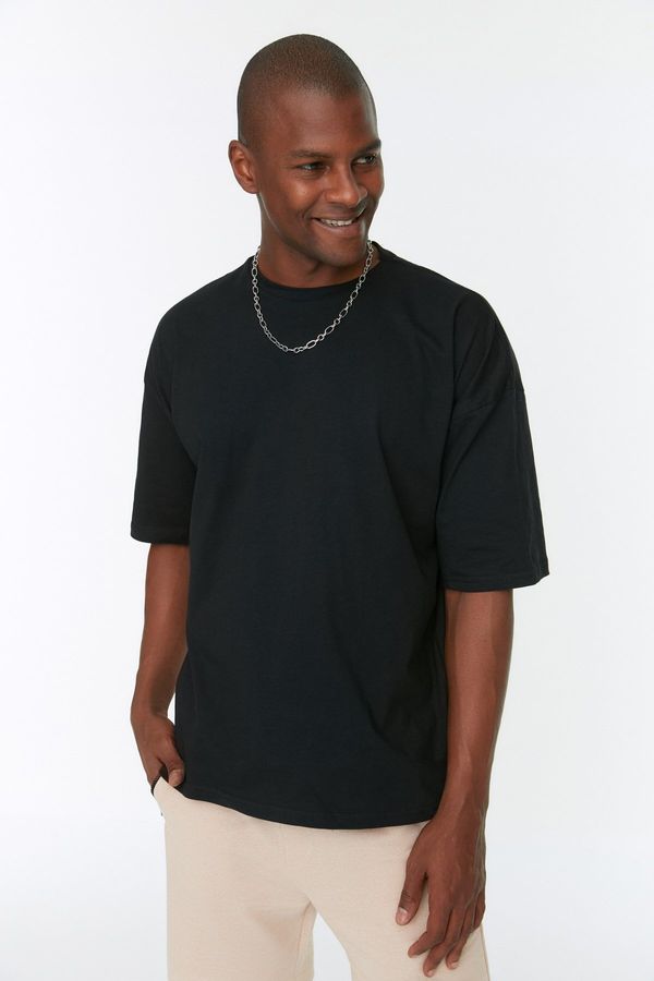 Trendyol Trendyol Black Oversize/Wide-Fit Basic 100% Cotton T-Shirt