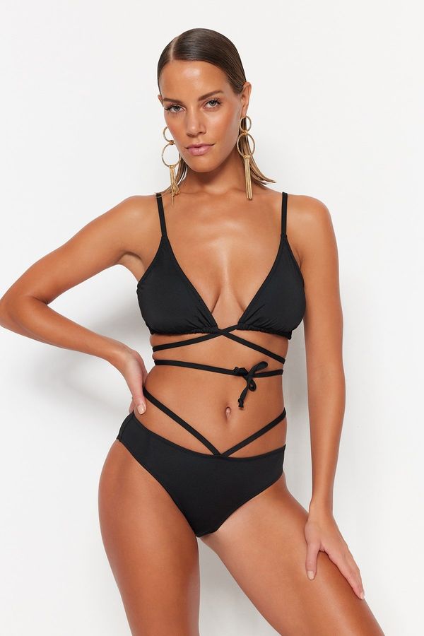 Trendyol Trendyol Black Piped Regular Leg Bikini Bottom