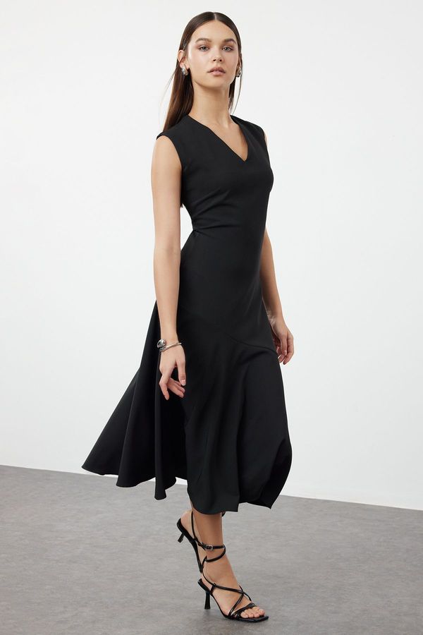 Trendyol Trendyol Black Plain Midi Woven Dress