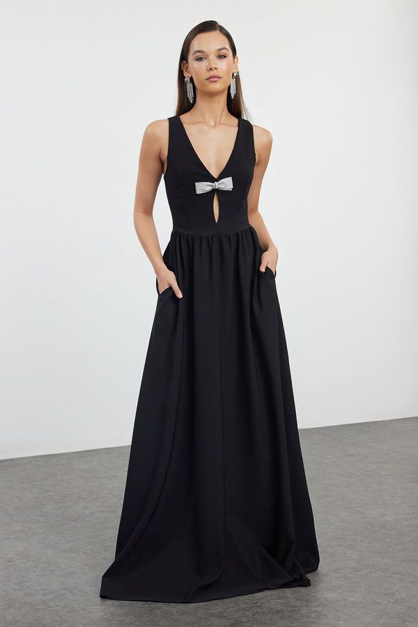 Trendyol Trendyol Black Plain Regular Unlined Woven Evening Dress & Graduation Dress