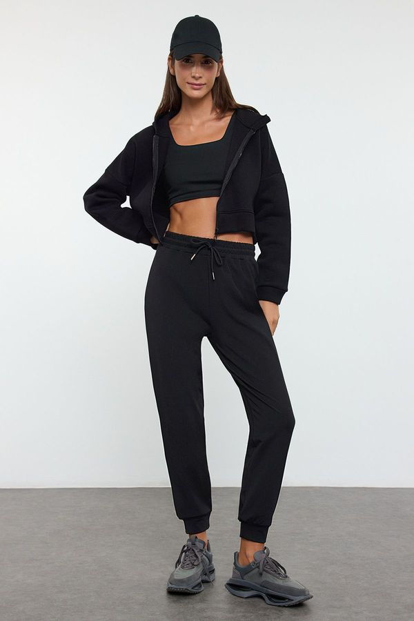 Trendyol Trendyol Black Plain Wet/Scuba Sportswear Tracksuit Bottoms