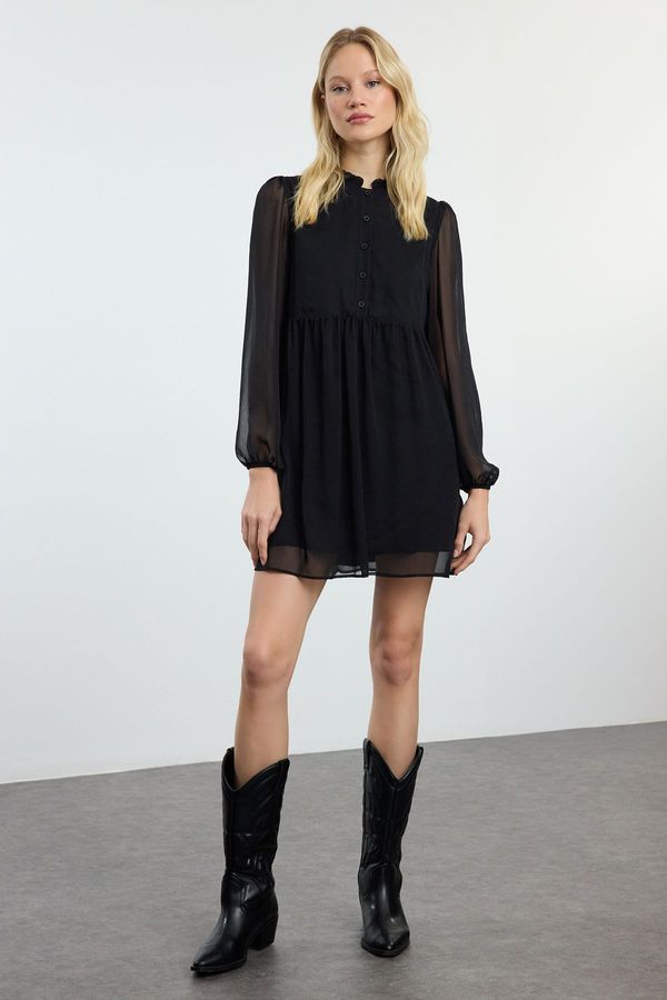 Trendyol Trendyol Black Plain Woven Winter Dress