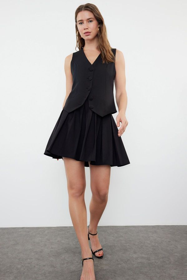 Trendyol Trendyol Black Pleated Woven Mini Skirt