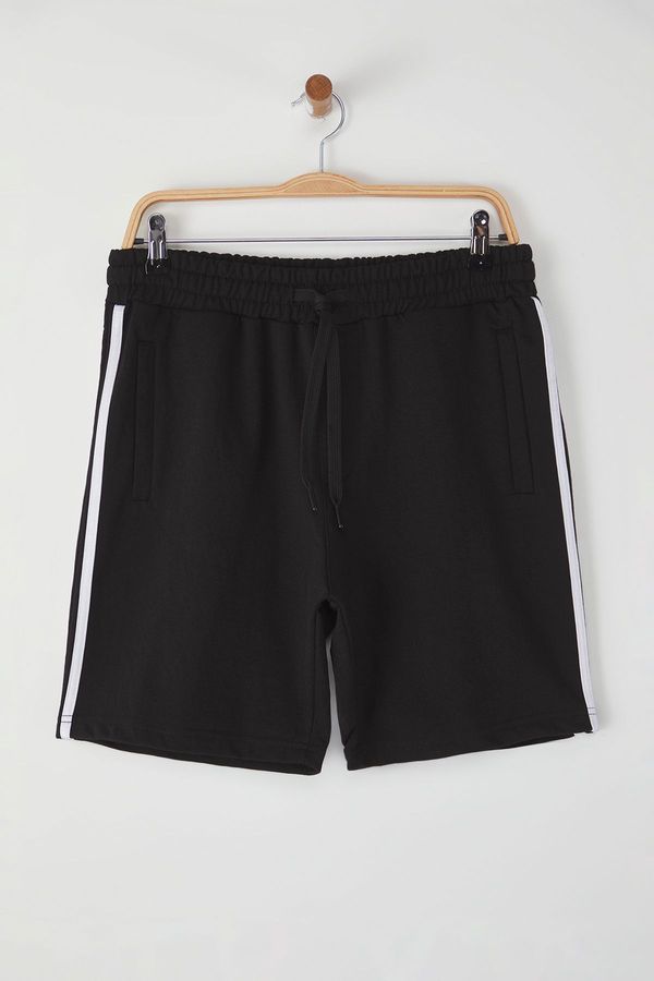 Trendyol Trendyol Black Regular Cut Striped Zipper Pocket Shorts & Bermuda