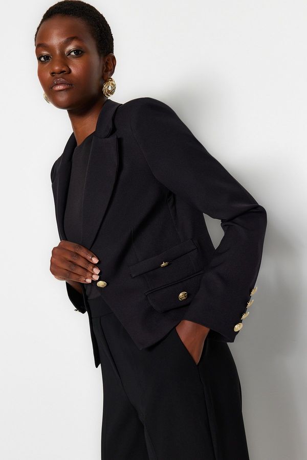 Trendyol Trendyol Black Regular Lined Woven Blazer Jacket