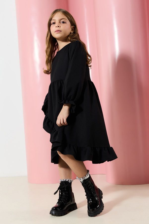 Trendyol Trendyol Black Regular Plain Cotton Knit Dress