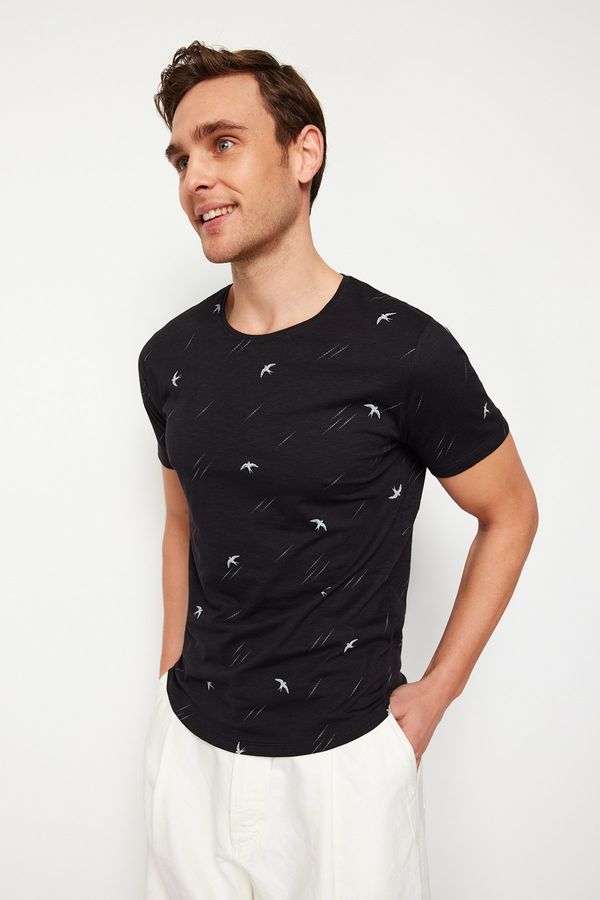 Trendyol Trendyol Black Regular/Regular Cut Patterned T-Shirt