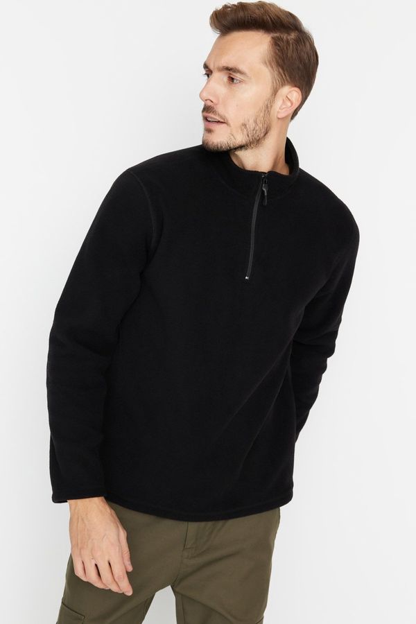 Trendyol Trendyol Black Regular/Regular Fit High Neck Zipper Fleece Warm Thick Sweatshirt