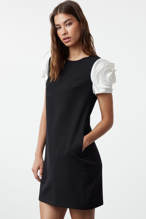 Trendyol Trendyol Black Rose Detailed Mini Woven Dress