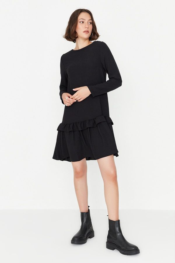 Trendyol Trendyol Black Ruffle Detailed Woven Dress