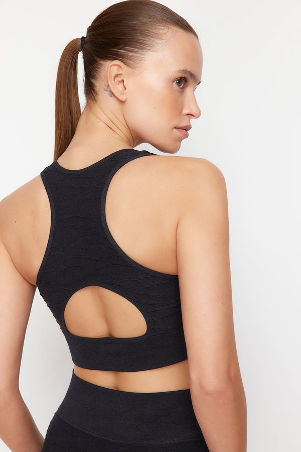 Trendyol Trendyol Black Seamless/Seamless Supported/Shaping Back Detailed Knitted Sports Bra