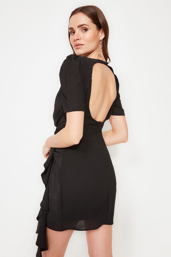 Trendyol Trendyol Black Shirring Detailed Evening Dress