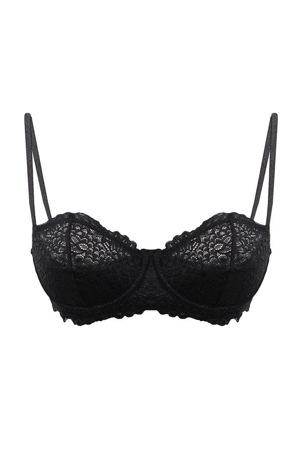 Trendyol Trendyol Black Single Lace Underwire Openwork Fixed Cup Balconette Bra