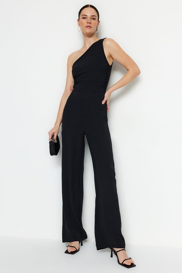 Trendyol Trendyol Black Single Shoulder Maxi Wide Leg Woven Jumpsuit