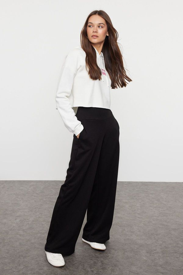 Trendyol Trendyol Black Slim Extra High Waist Wide Leg/Wide Cut Trousers