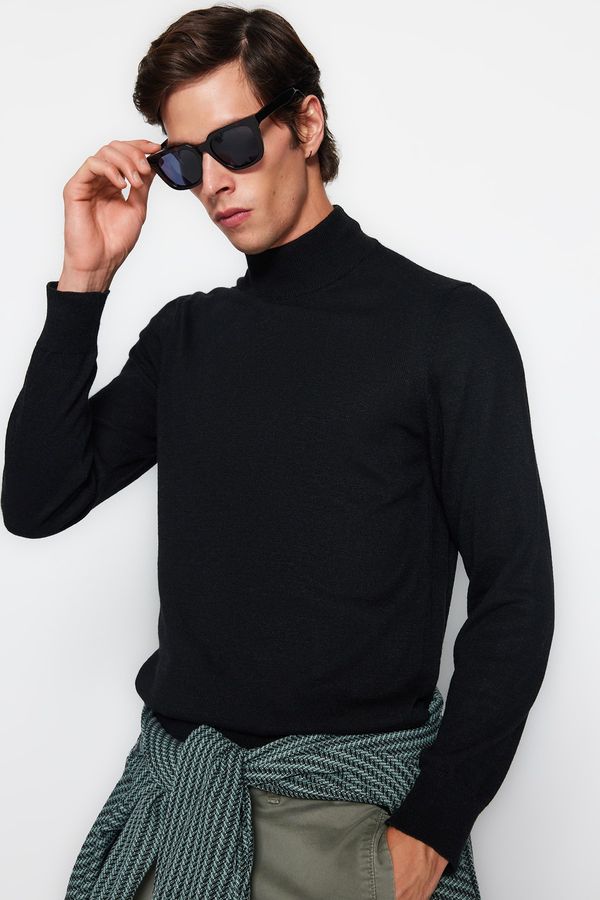 Trendyol Trendyol Black Slim Fit Half Turtleneck Basic Knitwear Sweater