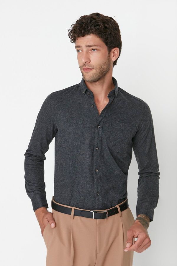 Trendyol Trendyol Black Slim Fit Single Pocket Shirt