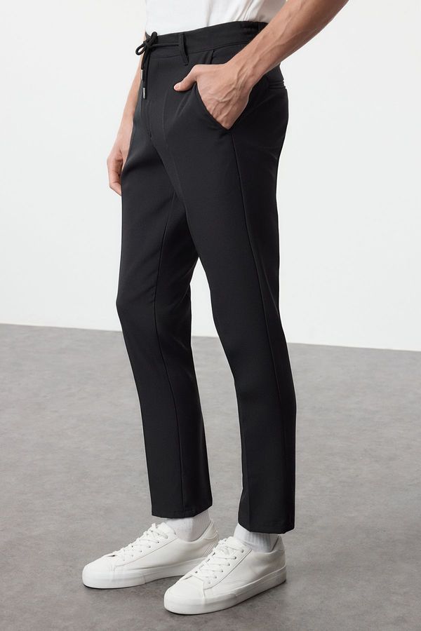 Trendyol Trendyol Black Slim Fit Waist Tie Detail Elastic Fabric Woven Trousers