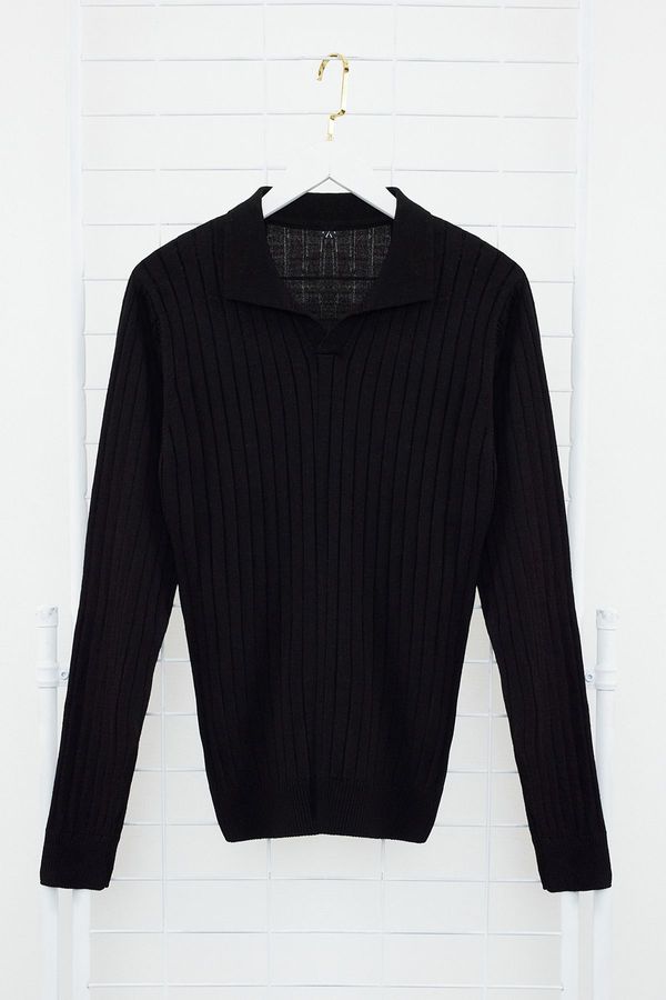 Trendyol Trendyol Black Slim Polo Neck Plain Knitwear Sweater