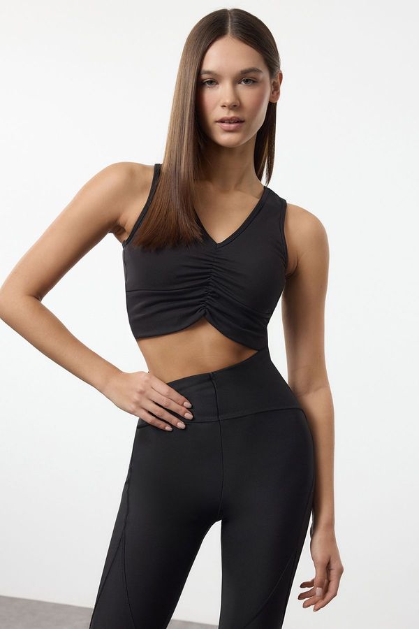 Trendyol Trendyol Black Soft Brushed Fabric Support/Shaping Knitted Sports Bra