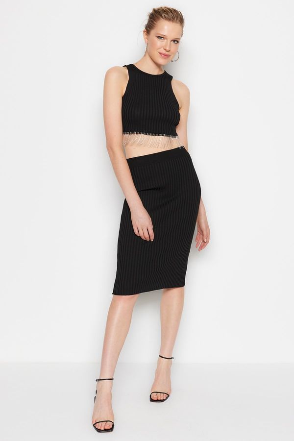 Trendyol Trendyol Black Stone Detailed Knitwear Two Piece Set