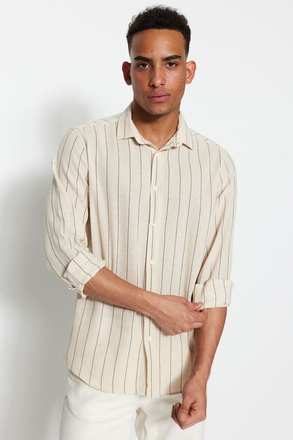 Trendyol Trendyol Black Striped Regular Fit Textured Shirt