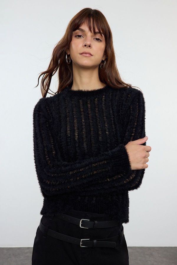 Trendyol Trendyol Black Thin Transparent Knitwear Sweater