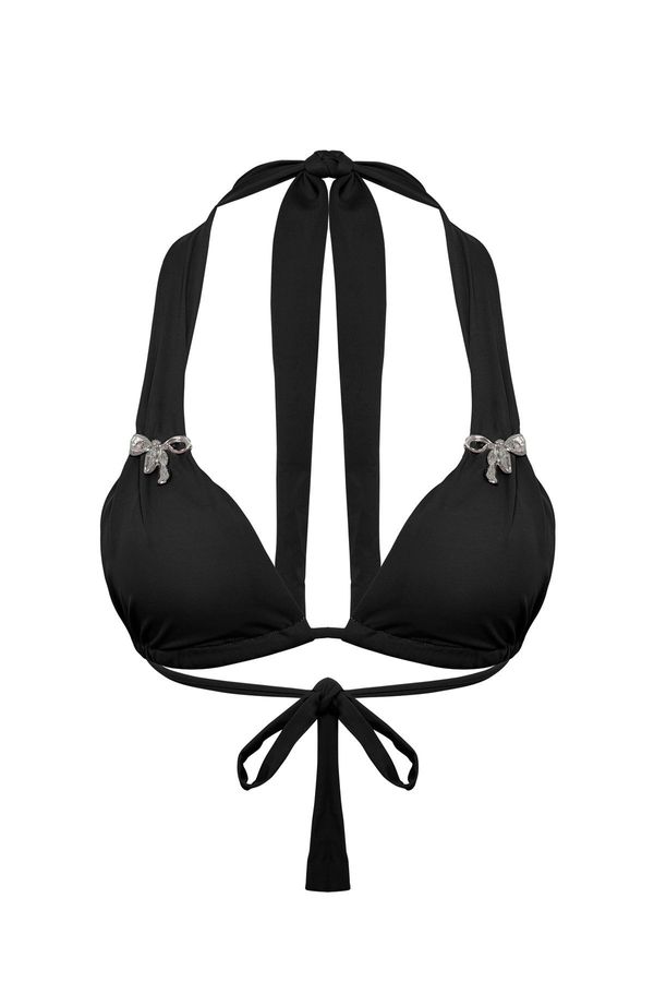 Trendyol Trendyol Black Triangle Accessorized Bikini Top