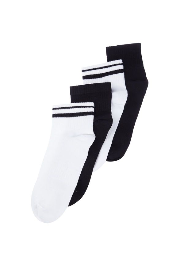 Trendyol Trendyol Black Unisex 4-Pack Striped Booties Cotton New Socks