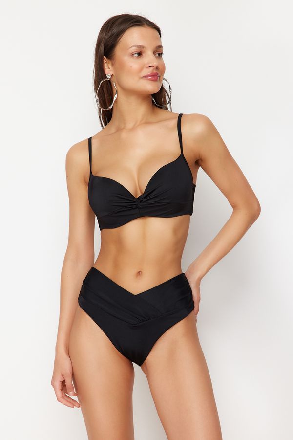 Trendyol Trendyol Black V-Line High Waist Regular Bikini Six