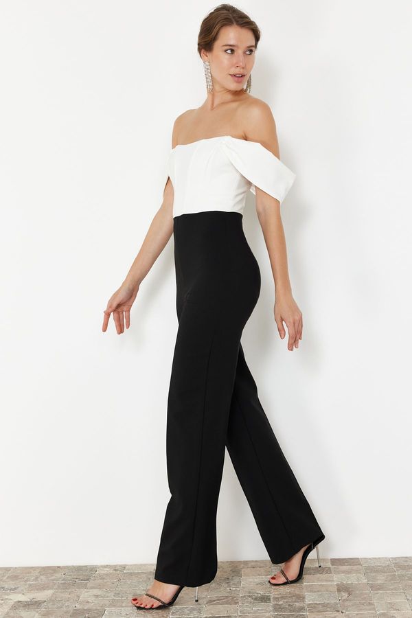 Trendyol Trendyol Black-White Underwire Woven Jumpsuit