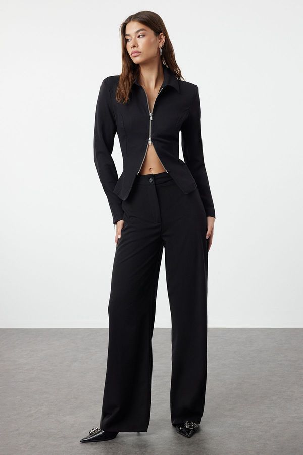 Trendyol Trendyol Black Wide Leg High Waist Woven Trousers