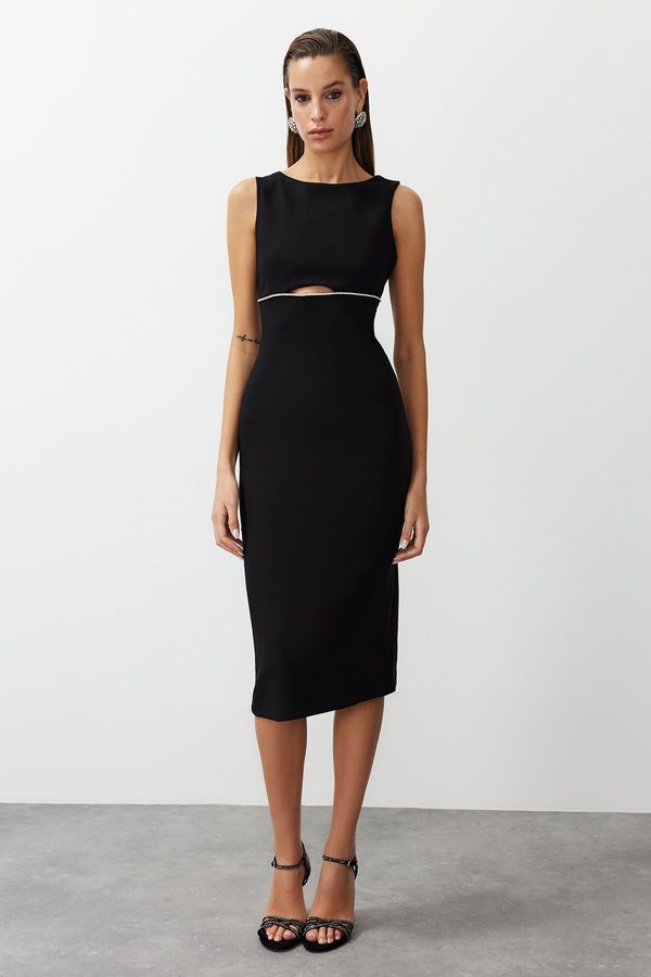 Trendyol Trendyol Black Window/Cut Out Detailed Shiny Stone Elegant Evening Dress