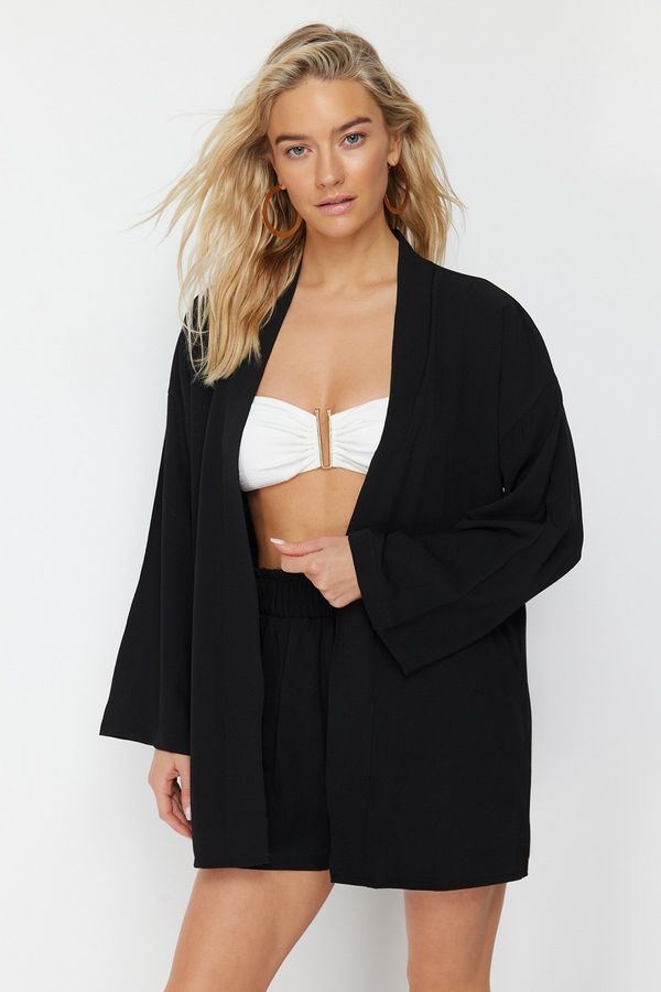 Trendyol Trendyol Black Woven Kimono Shorts Set