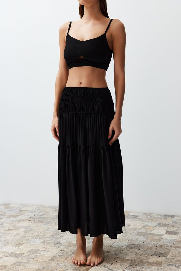 Trendyol Trendyol Black Woven Tied Blouse Skirt Set
