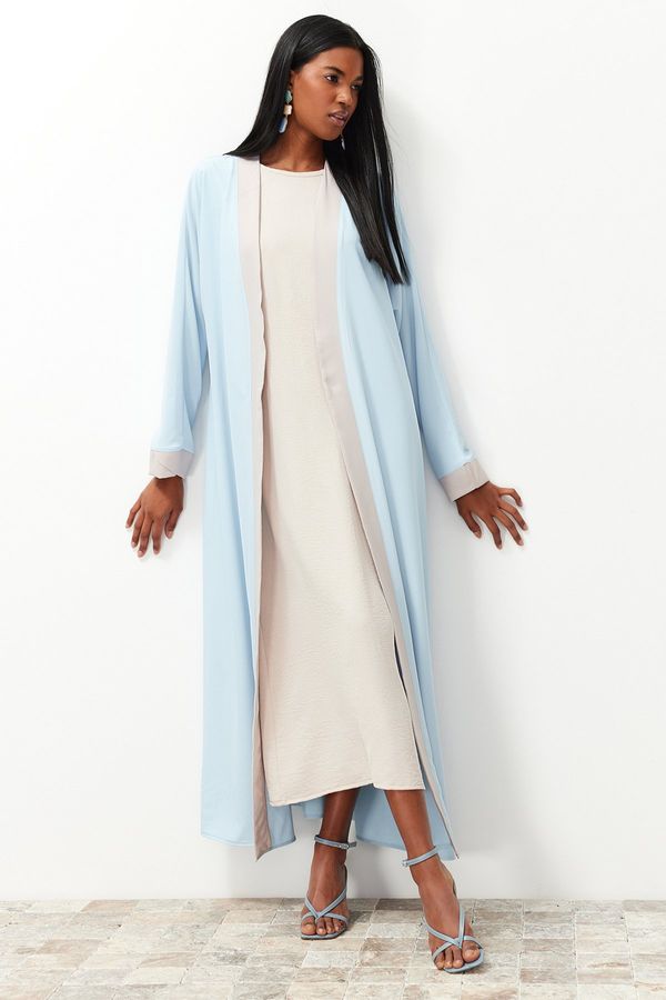 Trendyol Trendyol Blue Color Block Long Woven Dressless One Piece Cap & Abaya & Abaya