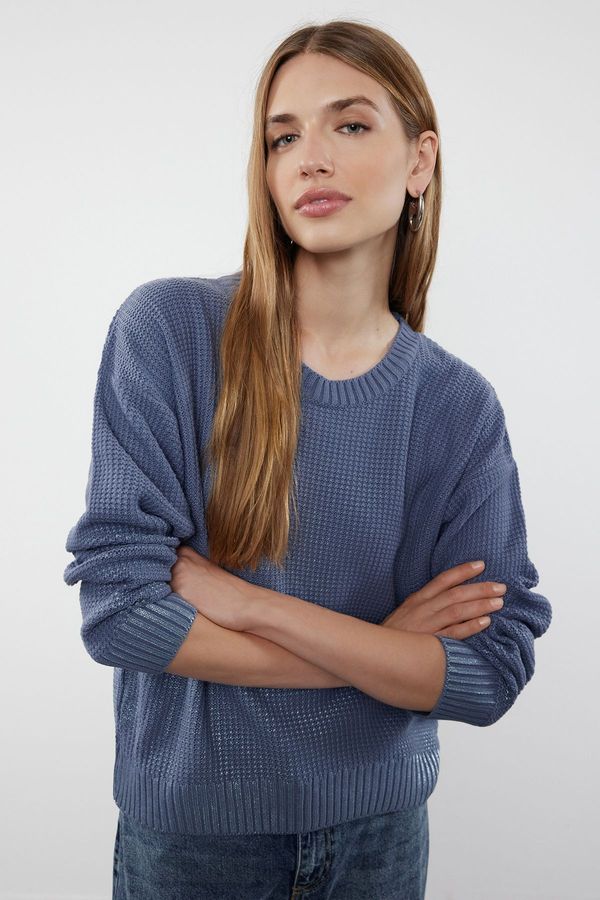 Trendyol Trendyol Blue Foil Printed Knitwear Sweater