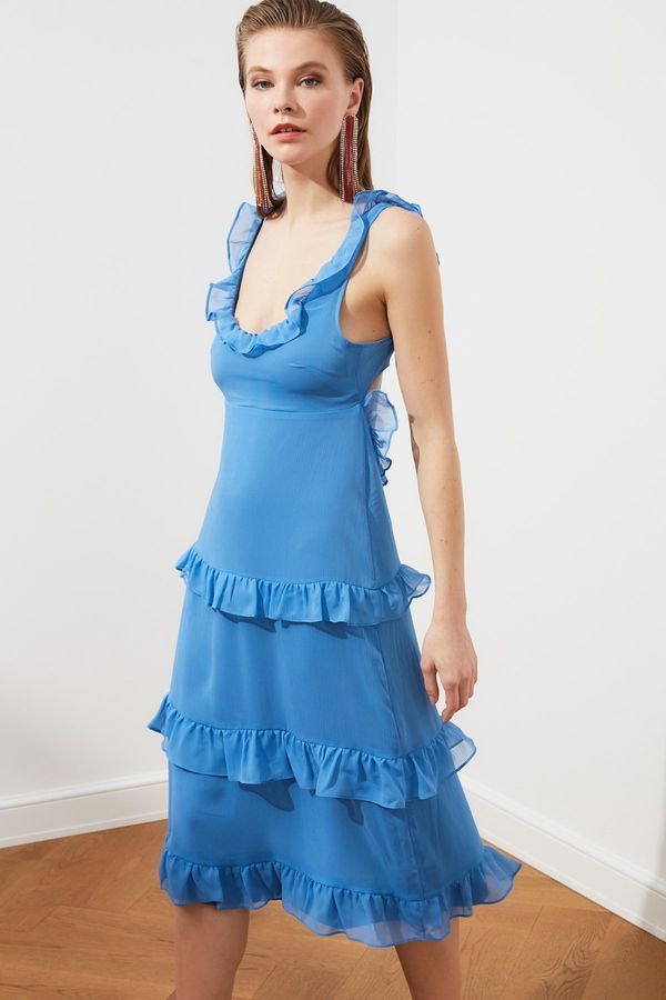 Trendyol Trendyol Blue Frilly Chiffon Dress