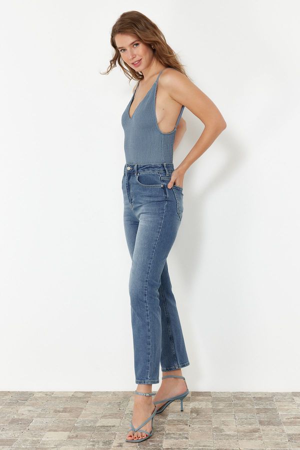 Trendyol Trendyol Blue High Waist Comfort Straight Jeans