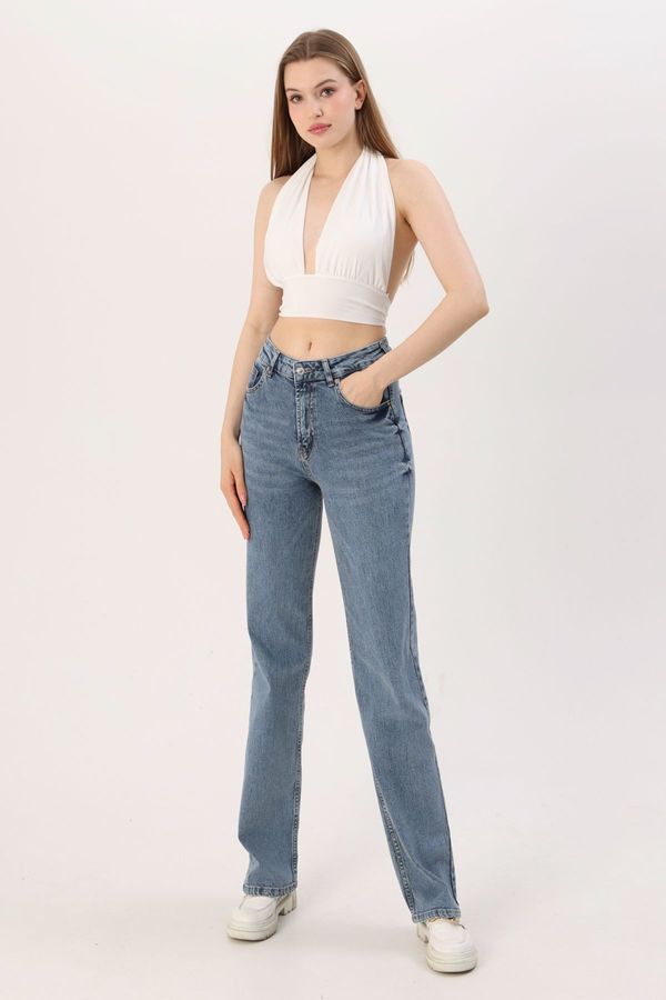 Trendyol Trendyol Blue High Waist Straight Jeans