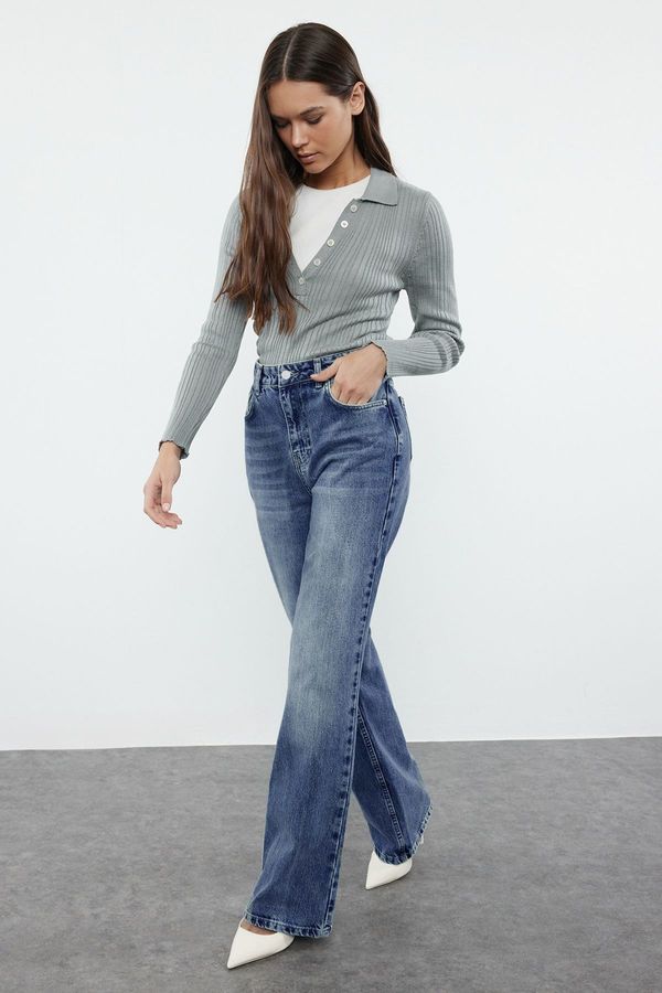 Trendyol Trendyol Blue High Waist Wide Leg Jeans