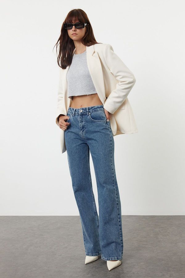 Trendyol Trendyol Blue High Waist Wide Leg Jeans