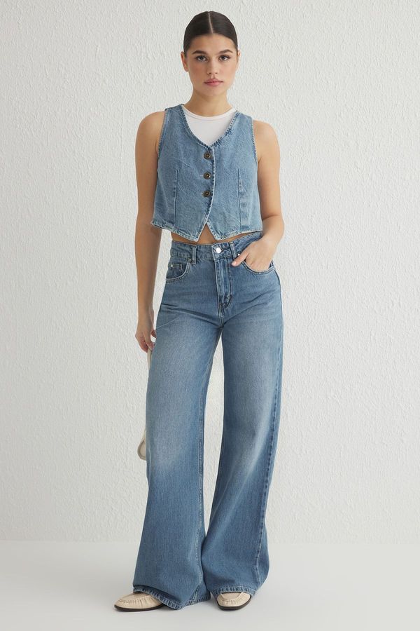 Trendyol Trendyol Blue High Waist Wide Leg Jeans