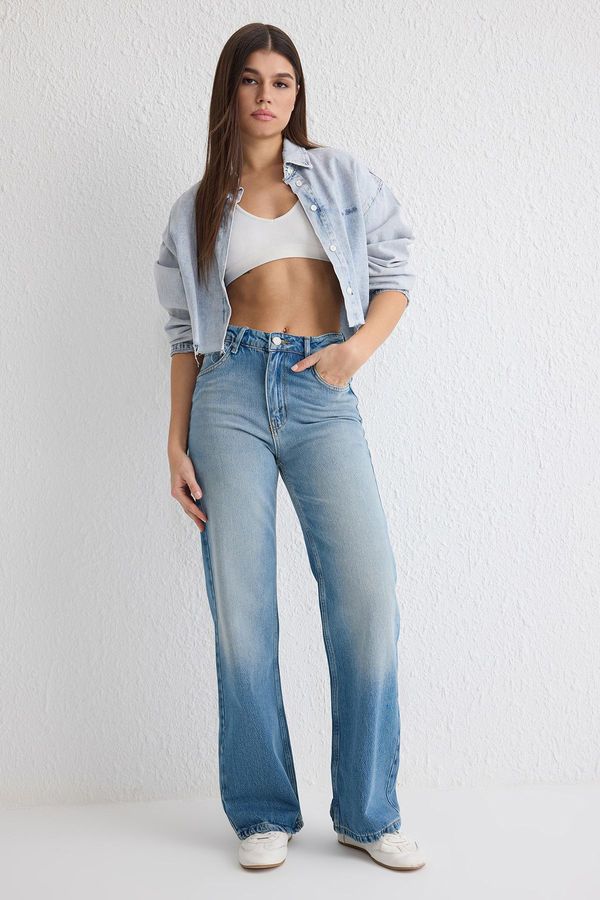 Trendyol Trendyol Blue More Sustainable High Waist Wide Leg Jeans
