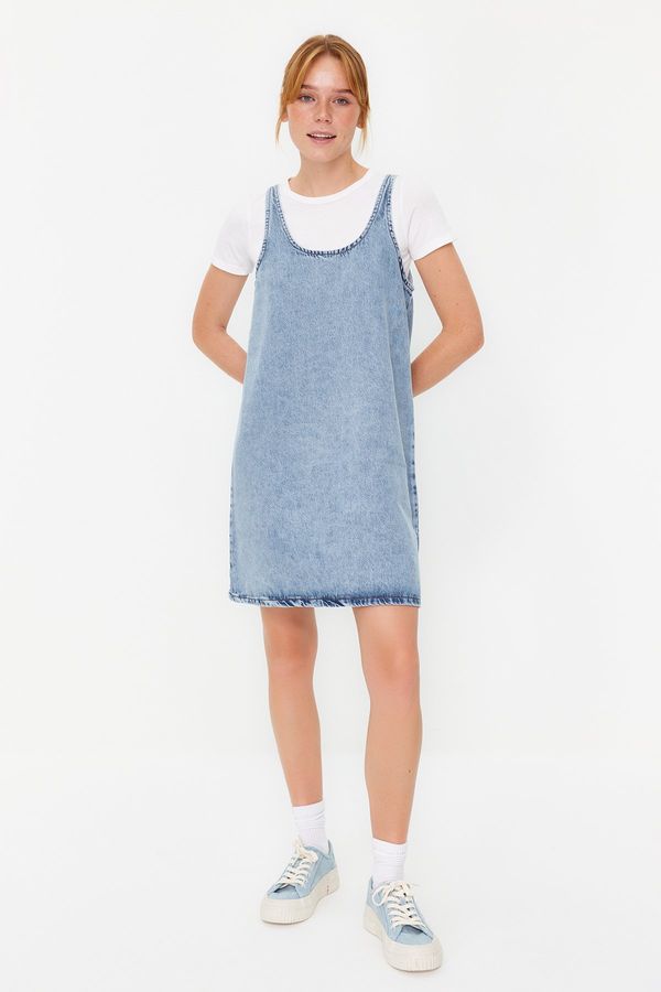Trendyol Trendyol Blue Oversize Mini Denim Dress